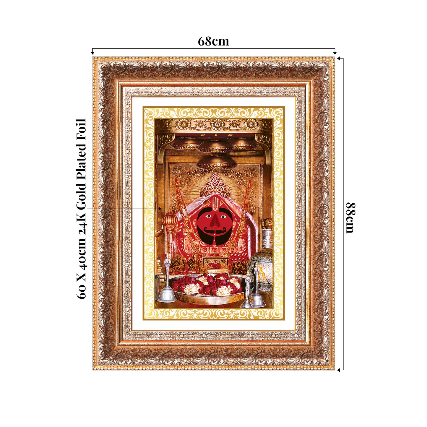 Salasar Balaji | Lord Hanuman of Salasar Dham Wall Mount Photo Frame in 24K Gold Plated Foil