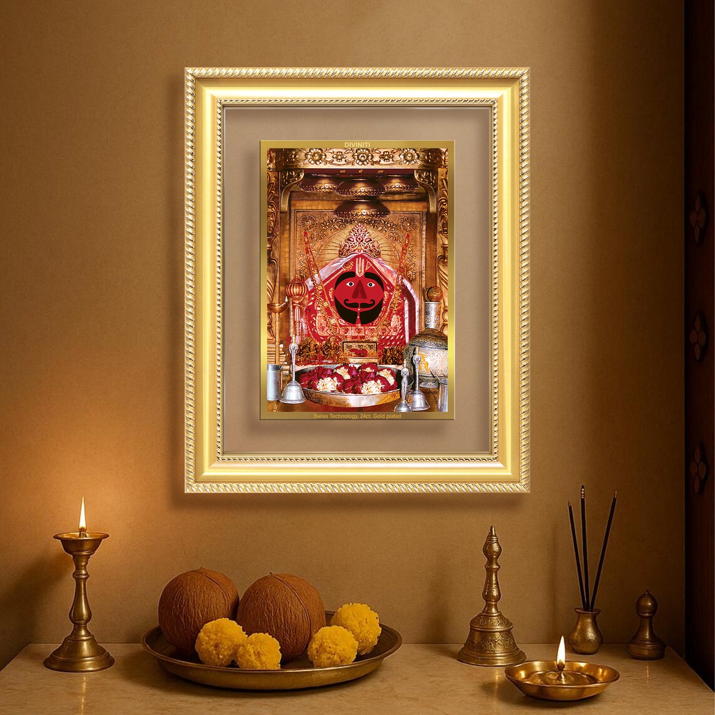 Salasar Balaji | Lord Hanuman of Salasar Dham Wall Mount Photo Frame in 24K Gold Plated Foil