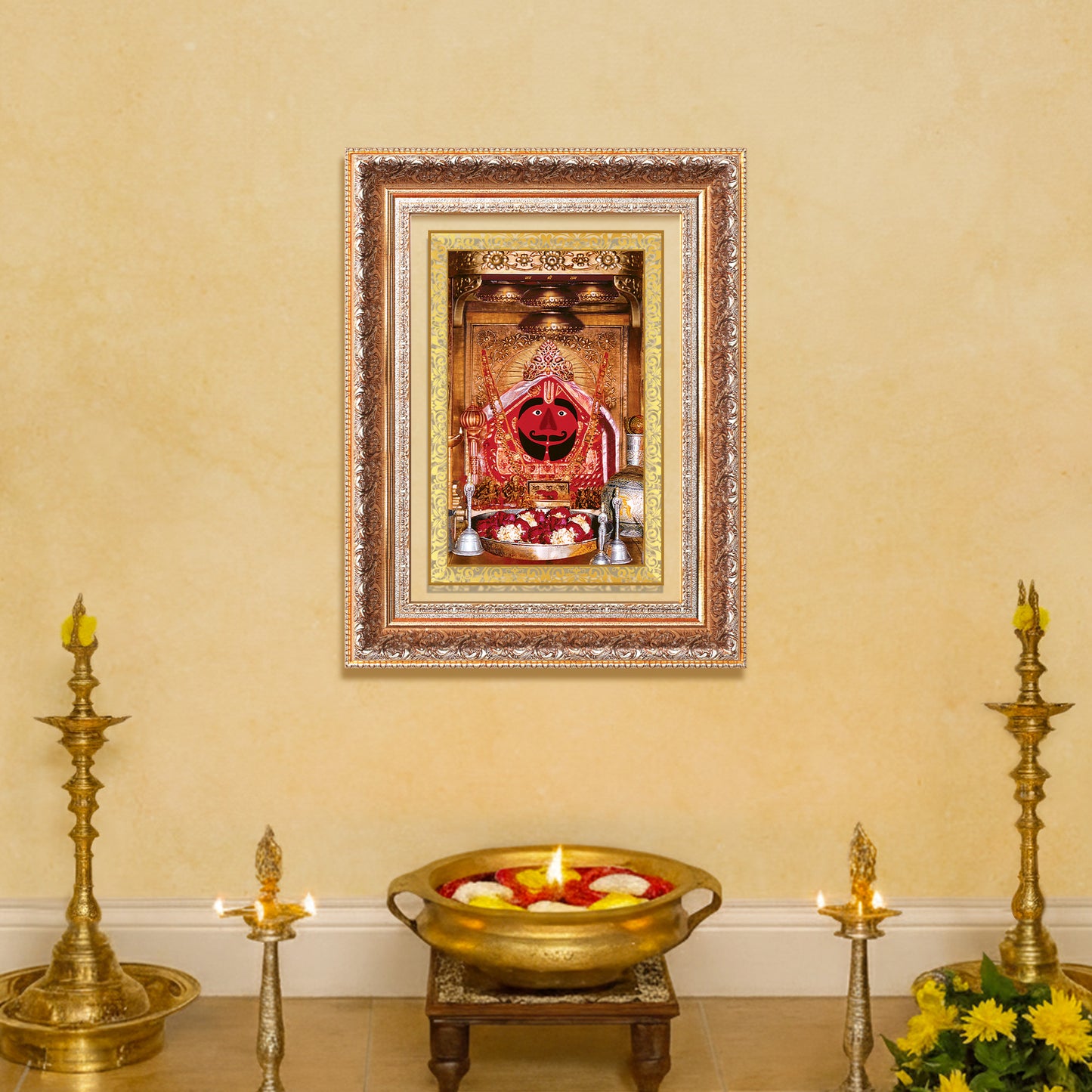 Salasar Balaji | Lord Hanuman of Salasar Dham Wall Mount Photo Frame in 24K Gold Plated Foil