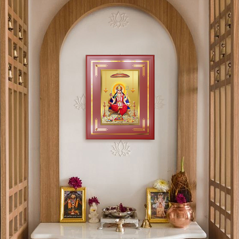 Santoshi Mata | Goddess of Contentment & Fulfilment Wall & Tabletop Frame in 24K Gold Plated Foil