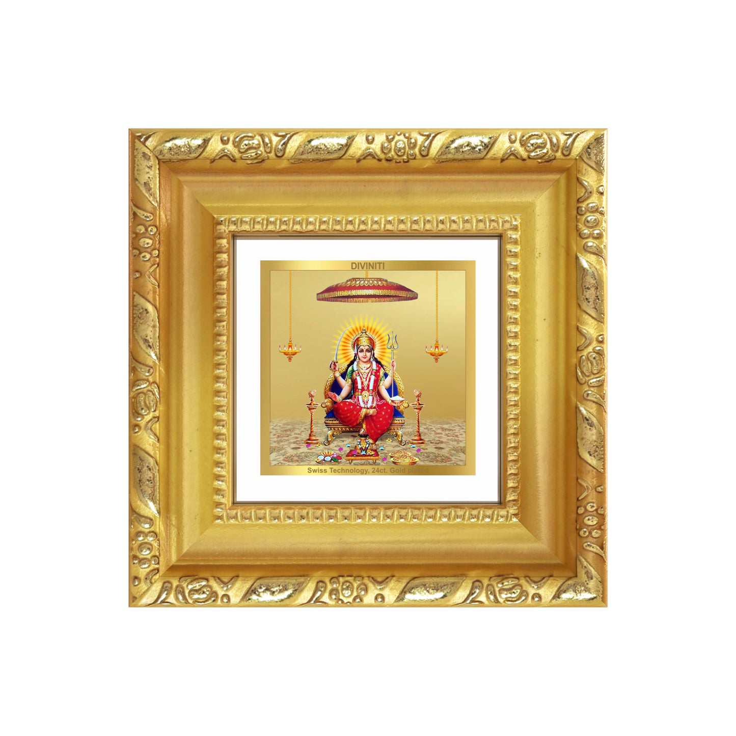 Santoshi Mata | Goddess of Contentment & Fulfilment Tabletop Frame in 24K Gold Plated Foil