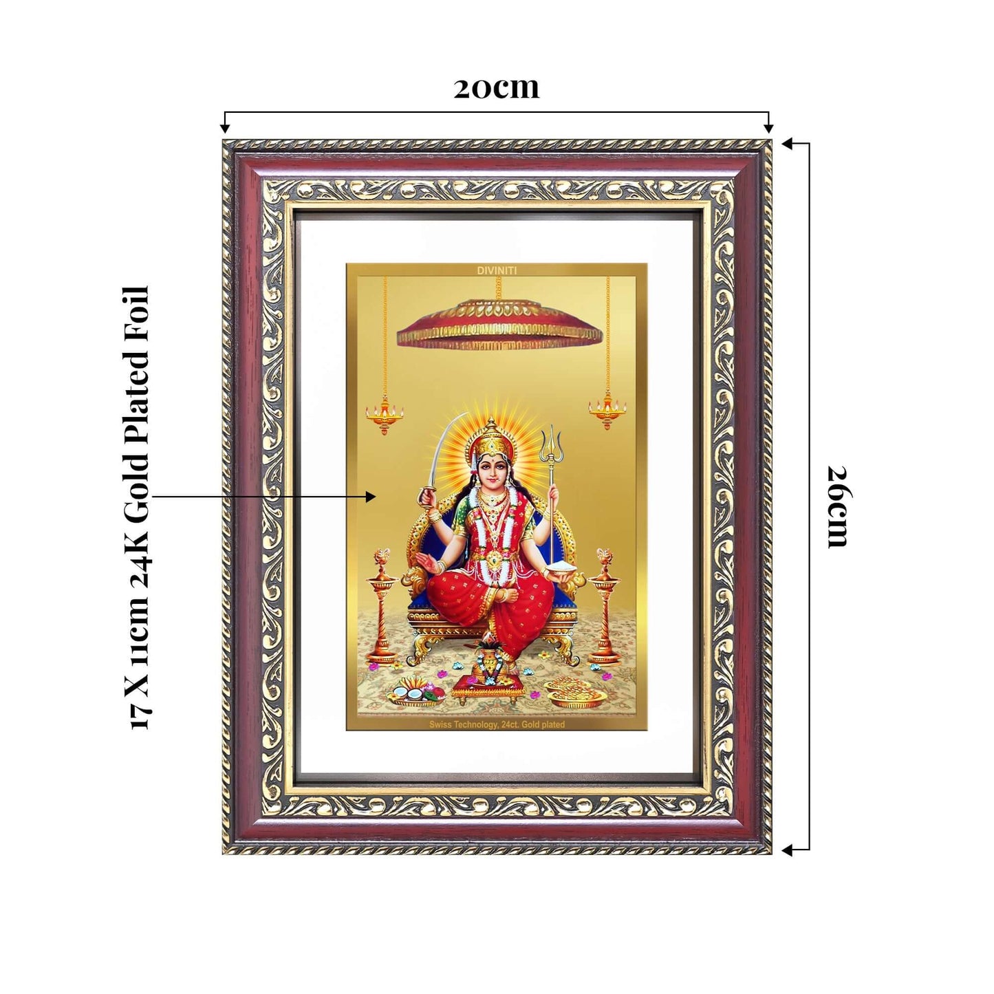 Santoshi Mata | Goddess of Contentment & Fulfilment Wall and Tabletop Photo Frame in 24K Gold Plated Foil