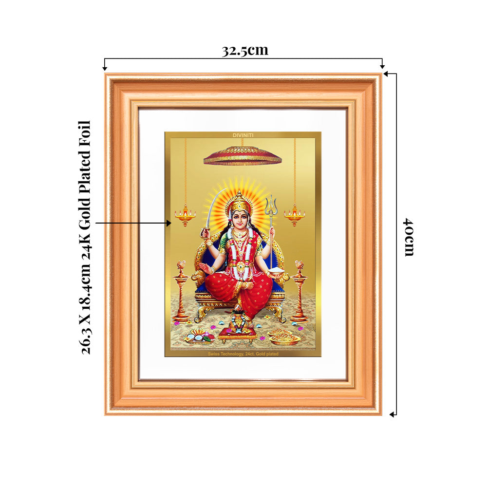 Santoshi Mata | Goddess of Contentment & Fulfilment Wall & Tabletop Frame in 24K Gold Plated Foil
