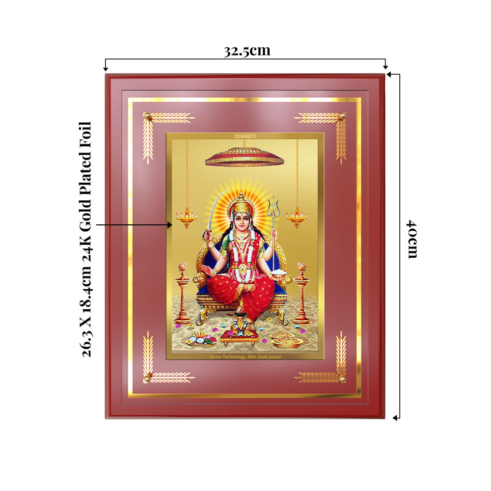 Santoshi Mata | Goddess of Contentment & Fulfilment Wall & Tabletop Frame in 24K Gold Plated Foil
