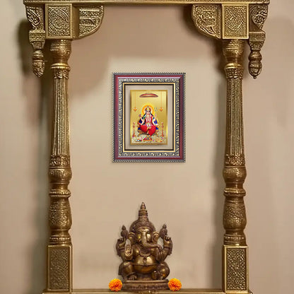 Santoshi Mata | Goddess of Contentment & Fulfilment Wall and Tabletop Photo Frame in 24K Gold Plated Foil