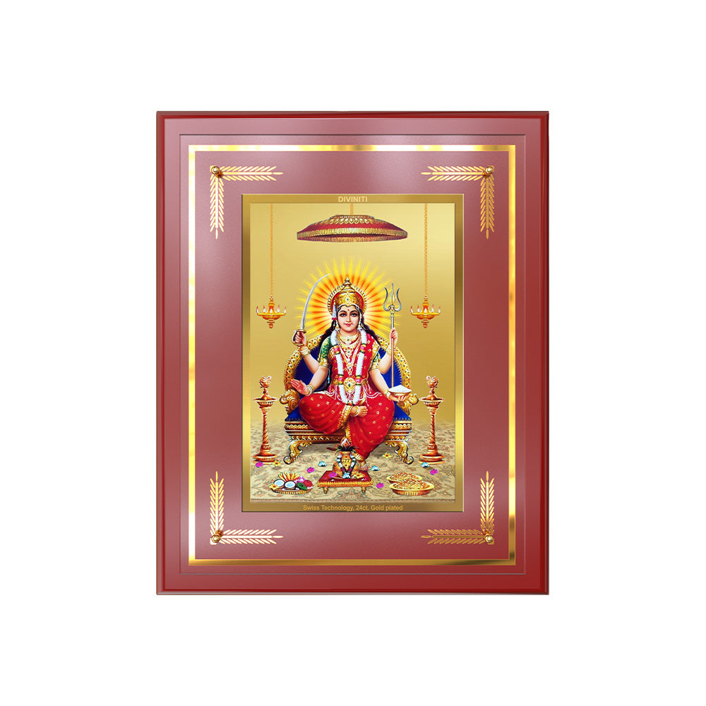 Santoshi Mata | Goddess of Contentment & Fulfilment Wall & Tabletop Frame in 24K Gold Plated Foil