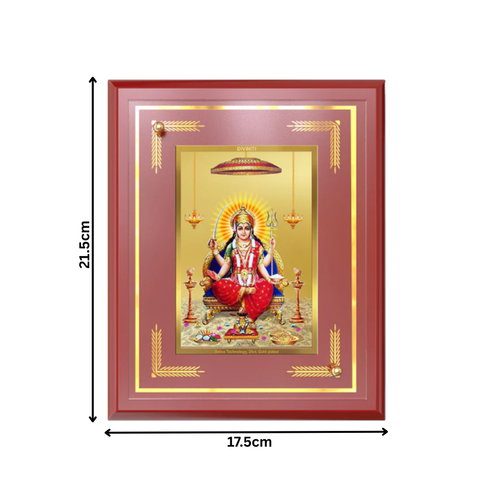 Santoshi Mata | Goddess of Contentment & Fulfilment Wall and Tabletop Photo Frame in 24K Gold Plated Foil