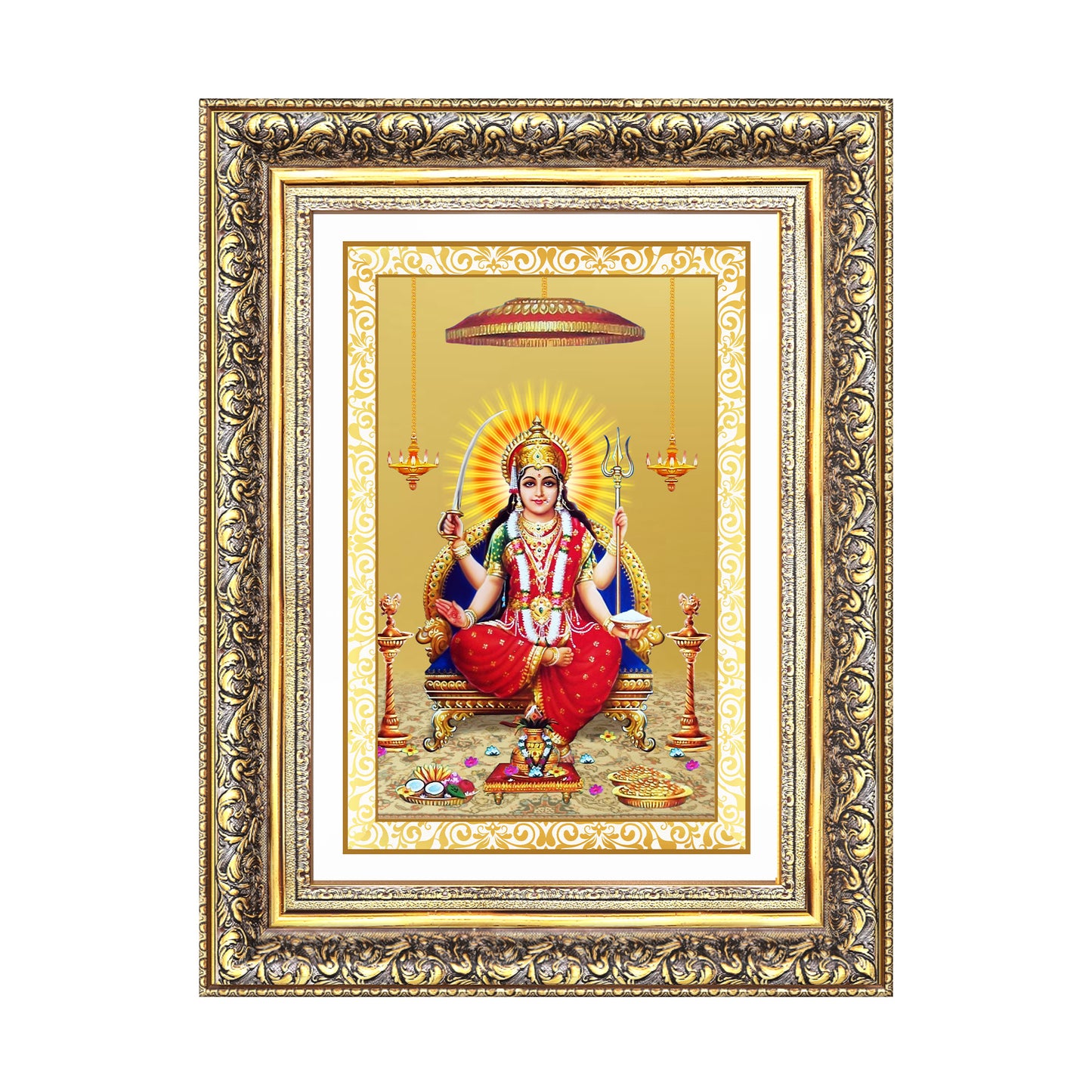 Santoshi Mata | Goddess of Contentment & Fulfilment Wall Photo Frame in 24K Gold Plated Foil