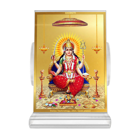 Santoshi Mata | Goddess of Contentment & Fulfilment Car Dashboard Frame in 24K Gold Plated Foil