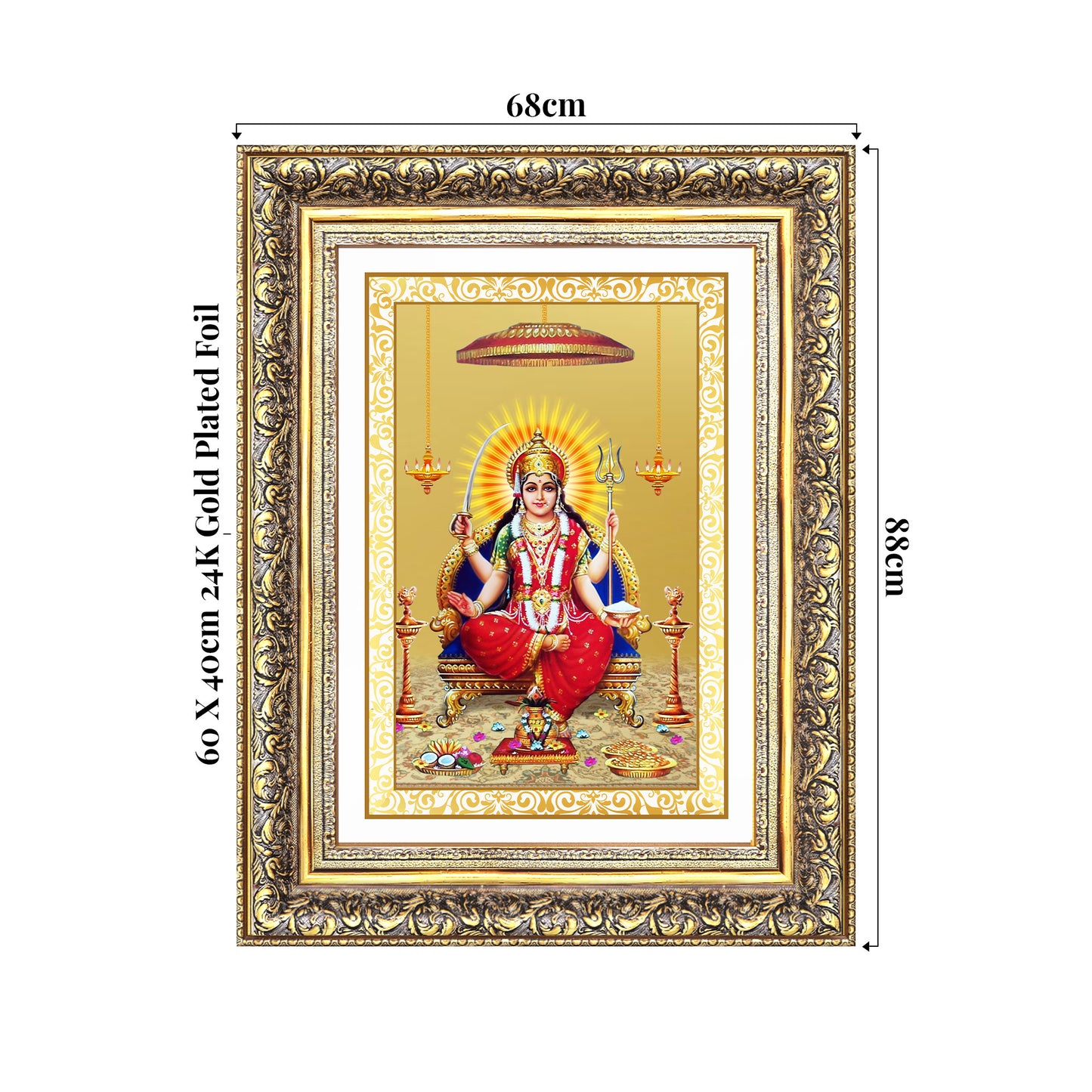 Santoshi Mata | Goddess of Contentment & Fulfilment Wall Photo Frame in 24K Gold Plated Foil