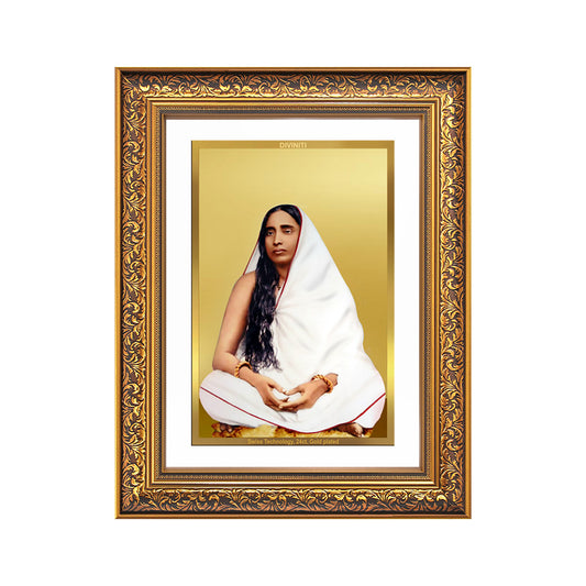 Holy Mother Sarada Devi | Divine Consort of Sri Ramakrishna Wall Photo Frame in 24K Gold Plated Foil