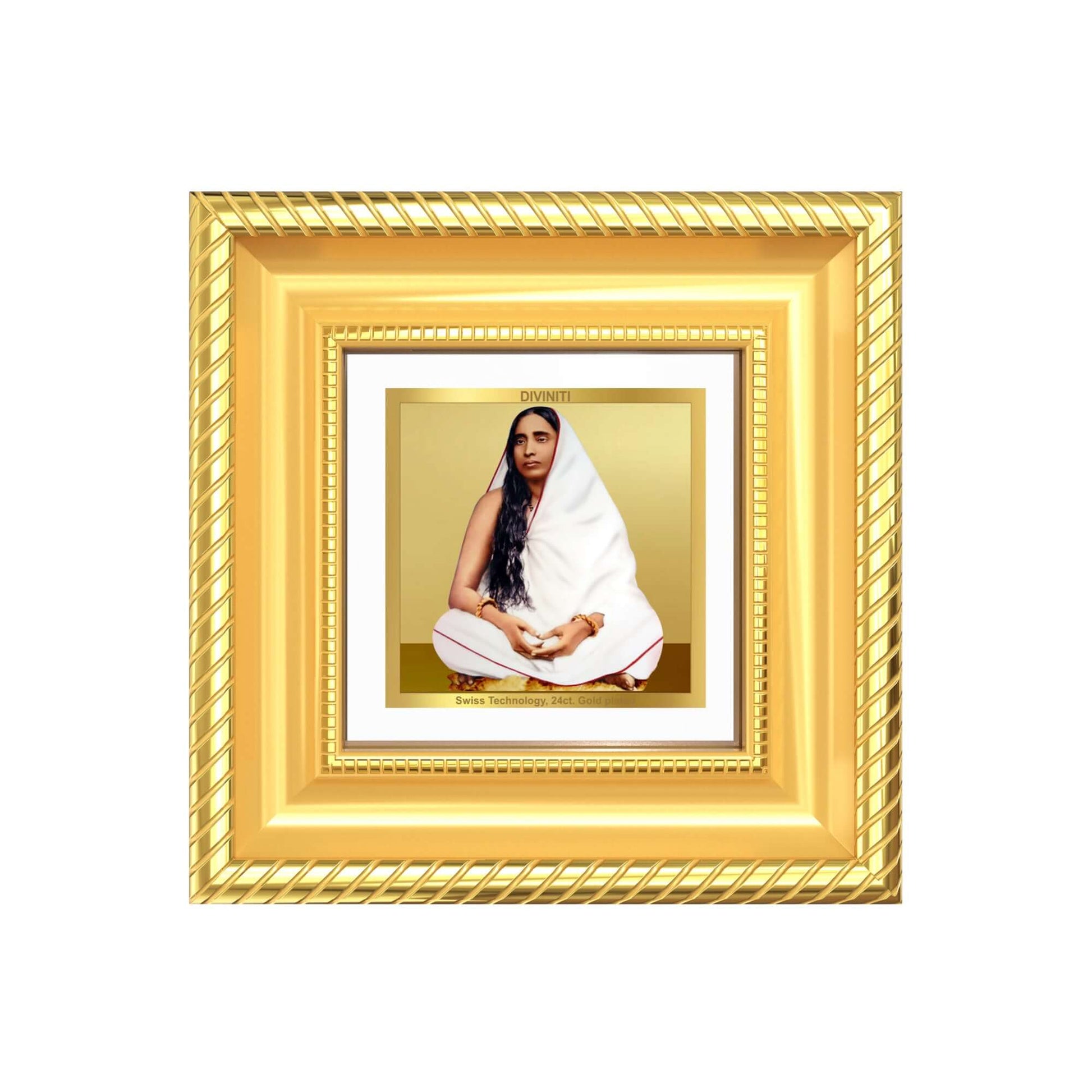 Holy Mother Sarada Devi Tabletop Frame in 24K Gold Plated Foil