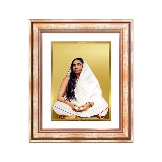 Holy Mother Sarada Devi | Divine Consort of Sri Ramakrishna Wall & Tabletop Frame in 24K Gold Plated Foil