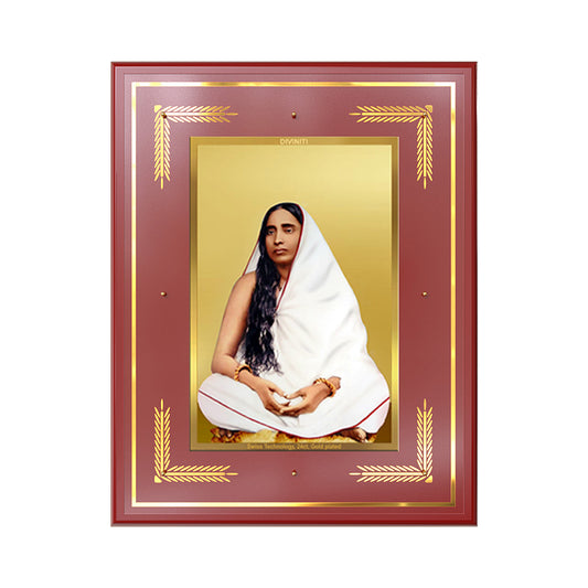 Holy Mother Sarada Devi | Divine Consort of Sri Ramakrishna Wall Photo Frame in 24K Gold Plated Foil