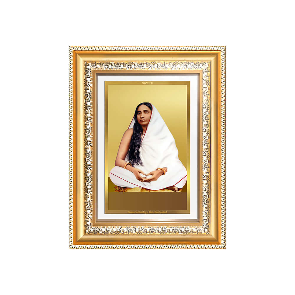 Sarada Devi Wall and Tabletop Photo Frame in 24K Gold Plated Foil featuring the revered figure Sarada Devi.