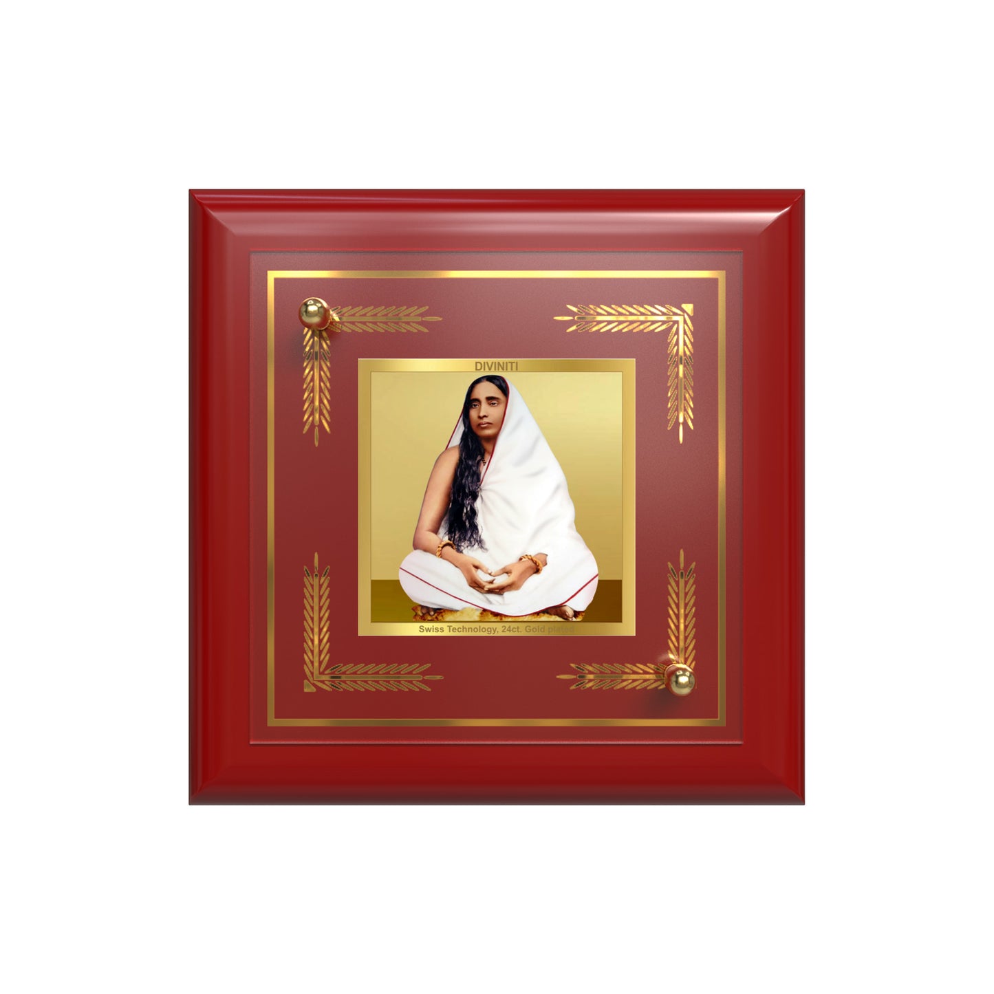 Holy Mother Sarada Devi | Divine Consort of Sri Ramakrishna Tabletop Frame in 24K Gold Plated Foil