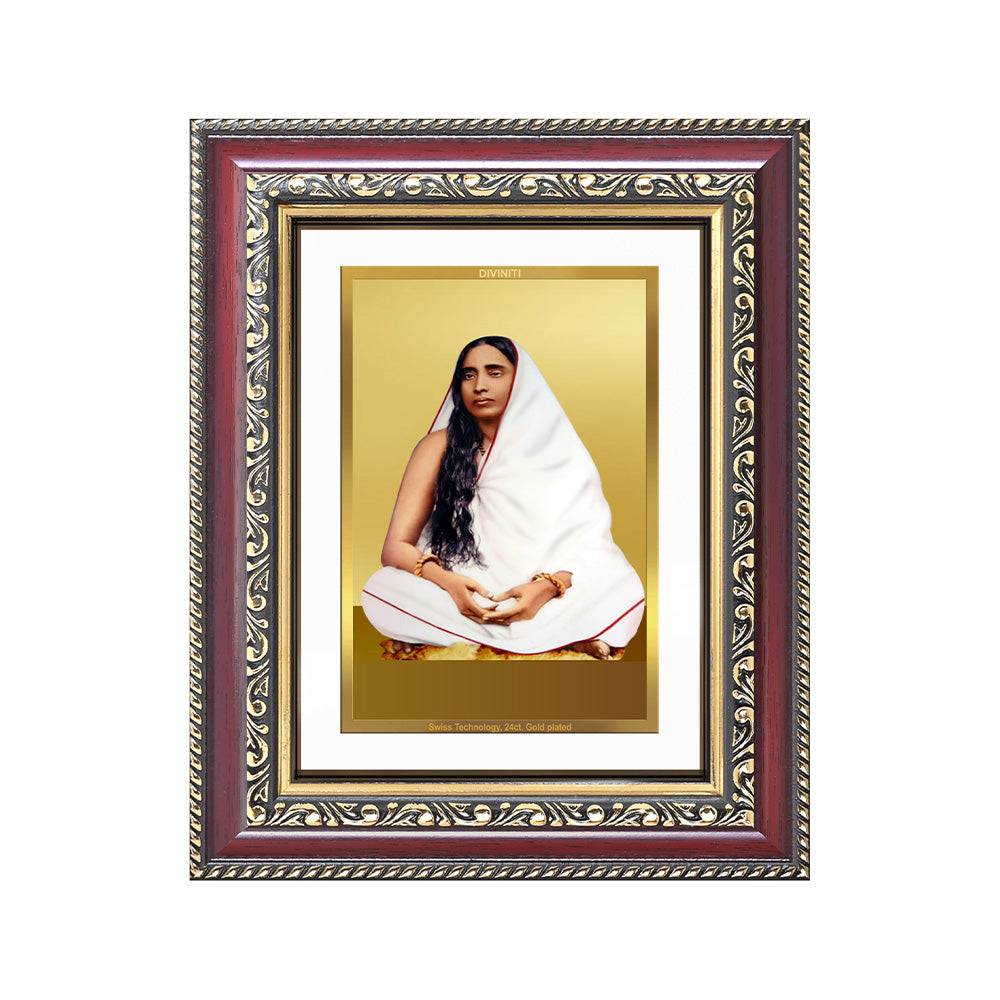 Sarada Devi | Holy Mother | Divine Consort of Sri Ramakrishna Wall and Tabletop Photo Frame in 24K Gold Plated Foil