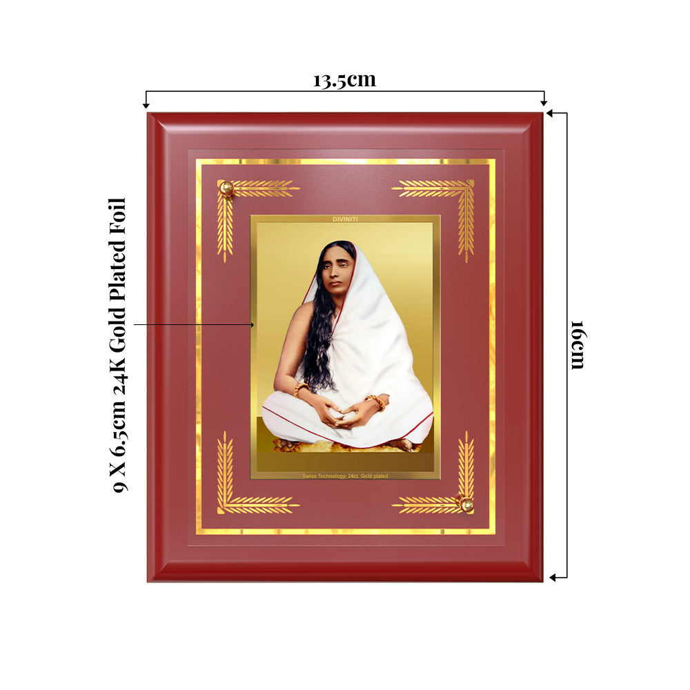 Holy Mother Sarada Devi | Divine Consort of Sri Ramakrishna Wall & Tabletop Frame in 24K Gold Plated Foil