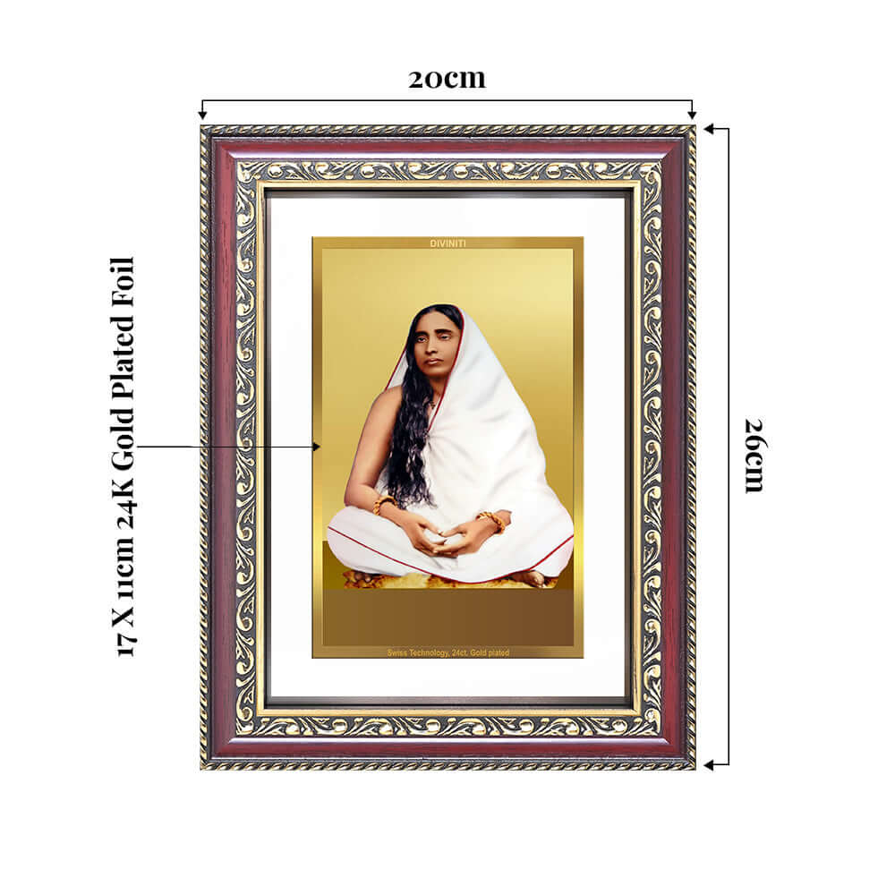 Sarada Devi | Holy Mother | Divine Consort of Sri Ramakrishna Wall and Tabletop Photo Frame in 24K Gold Plated Foil