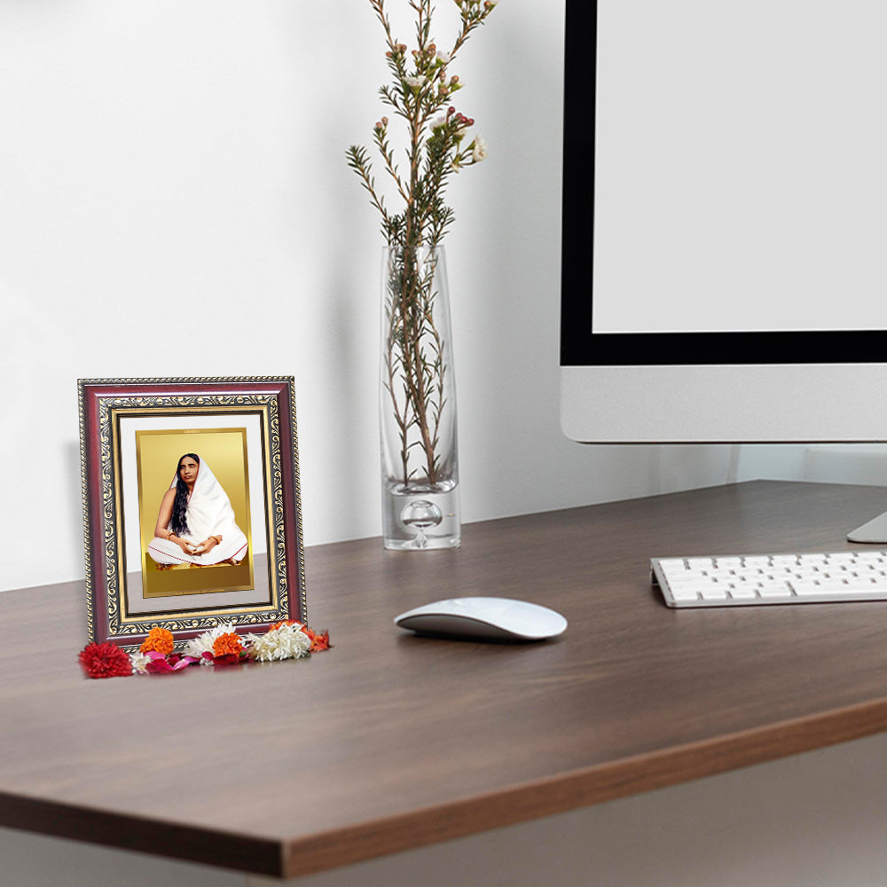Sarada Devi | Holy Mother | Divine Consort of Sri Ramakrishna Wall and Tabletop Photo Frame in 24K Gold Plated Foil