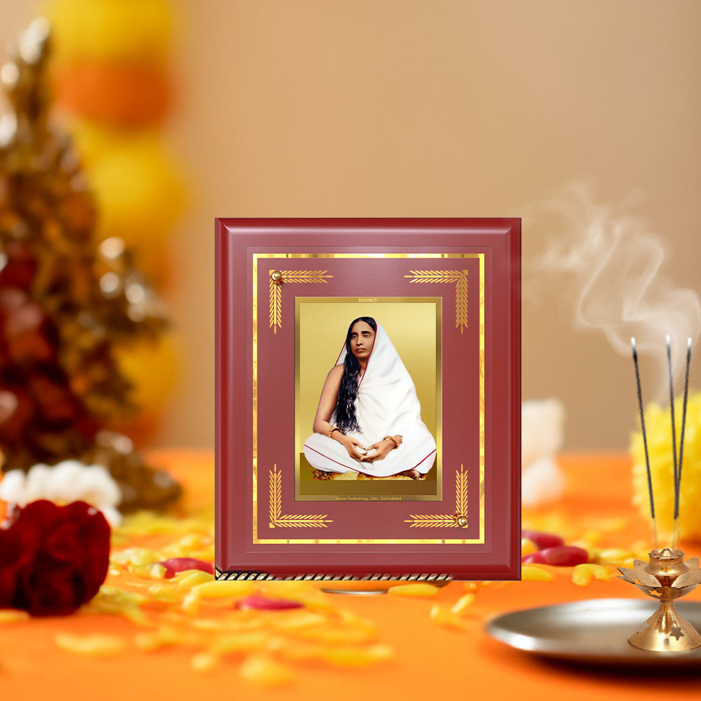 Holy Mother Sarada Devi | Divine Consort of Sri Ramakrishna Wall & Tabletop Frame in 24K Gold Plated Foil