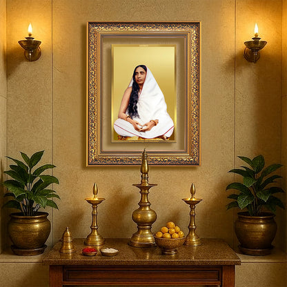 Holy Mother Sarada Devi | Divine Consort of Sri Ramakrishna Wall Photo Frame in 24K Gold Plated Foil