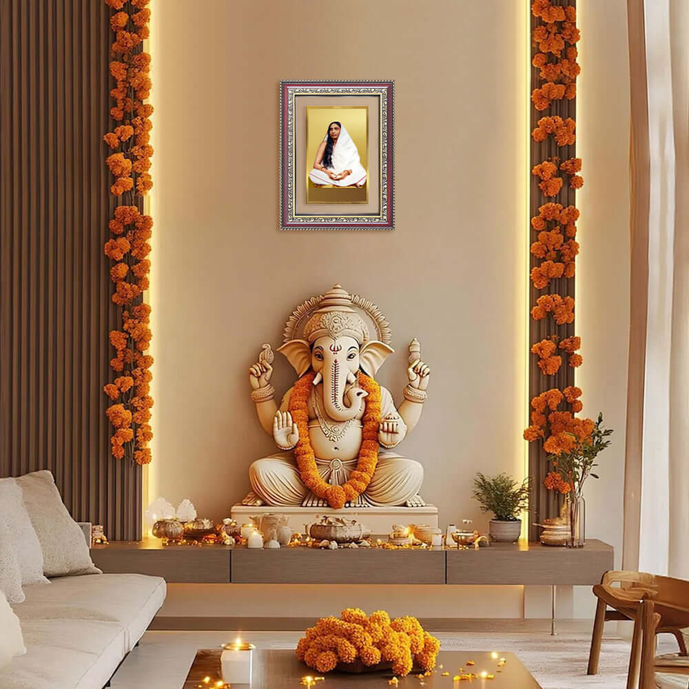 Sarada Devi | Holy Mother | Divine Consort of Sri Ramakrishna Wall and Tabletop Photo Frame in 24K Gold Plated Foil