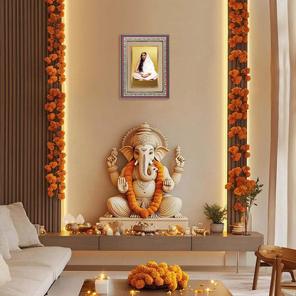 Sarada Devi | Holy Mother | Divine Consort of Sri Ramakrishna Wall and Tabletop Photo Frame in 24K Gold Plated Foil