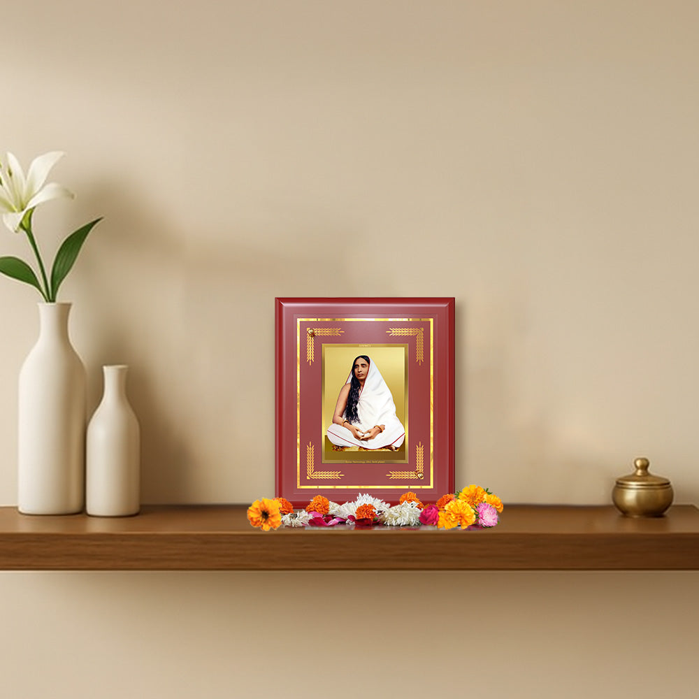 Holy Mother Sarada Devi | Divine Consort of Sri Ramakrishna Wall & Tabletop Frame in 24K Gold Plated Foil