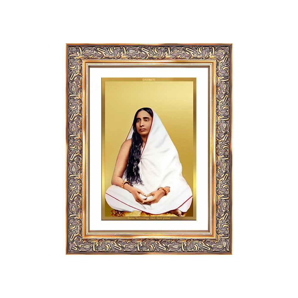 Holy Mother Sarada Devi | Divine Consort of Sri Ramakrishna Wall Photo Frame in 24K Gold Plated Foil