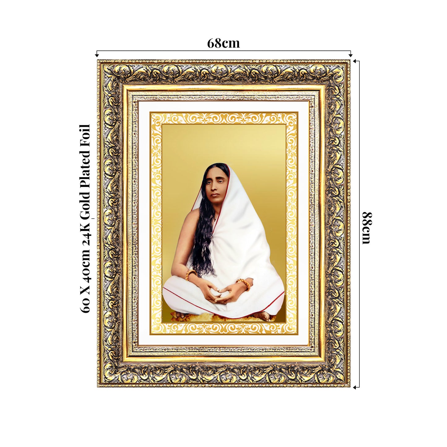Holy Mother Sarada Devi | Divine Consort of Sri Ramakrishna Wall Photo Frame in 24K Gold Plated Foil
