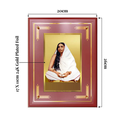 Sarada Devi Wall and Tabletop Photo Frame in 24K Gold Plated Foil, measuring 17x20cm, showcasing the Holy Mother's serene grace.