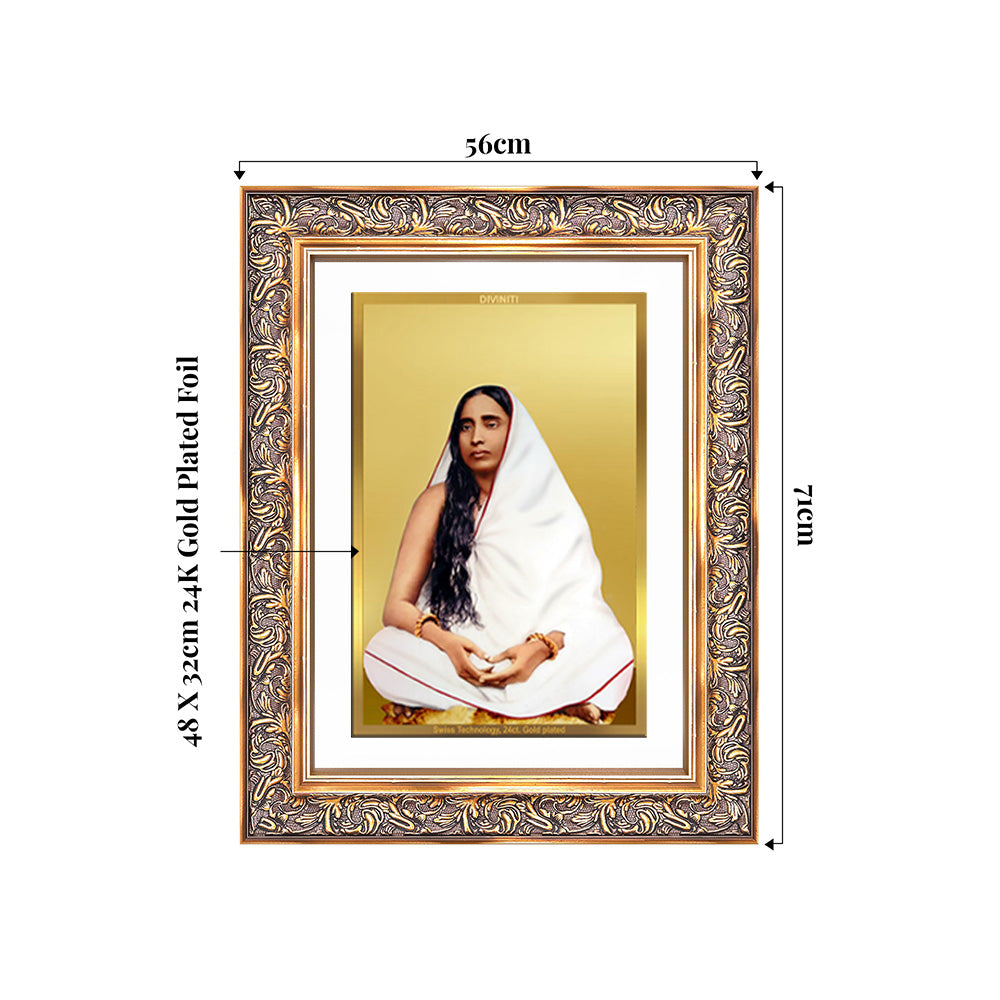 Holy Mother Sarada Devi | Divine Consort of Sri Ramakrishna Wall Photo Frame in 24K Gold Plated Foil