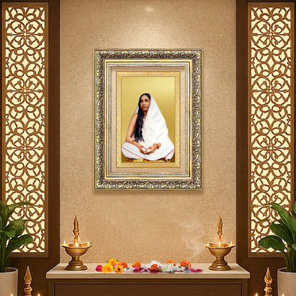 Holy Mother Sarada Devi | Divine Consort of Sri Ramakrishna Wall Photo Frame in 24K Gold Plated Foil