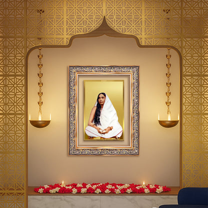 Holy Mother Sarada Devi | Divine Consort of Sri Ramakrishna Wall Photo Frame in 24K Gold Plated Foil
