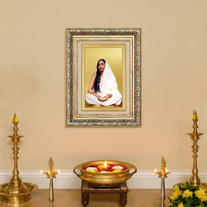 Holy Mother Sarada Devi | Divine Consort of Sri Ramakrishna Wall Photo Frame in 24K Gold Plated Foil