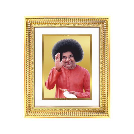 Sri Sathya Sai Baba | Avatar of Love and Universal Harmony Wall Mount Photo Frame in 24K Gold Plated Foil
