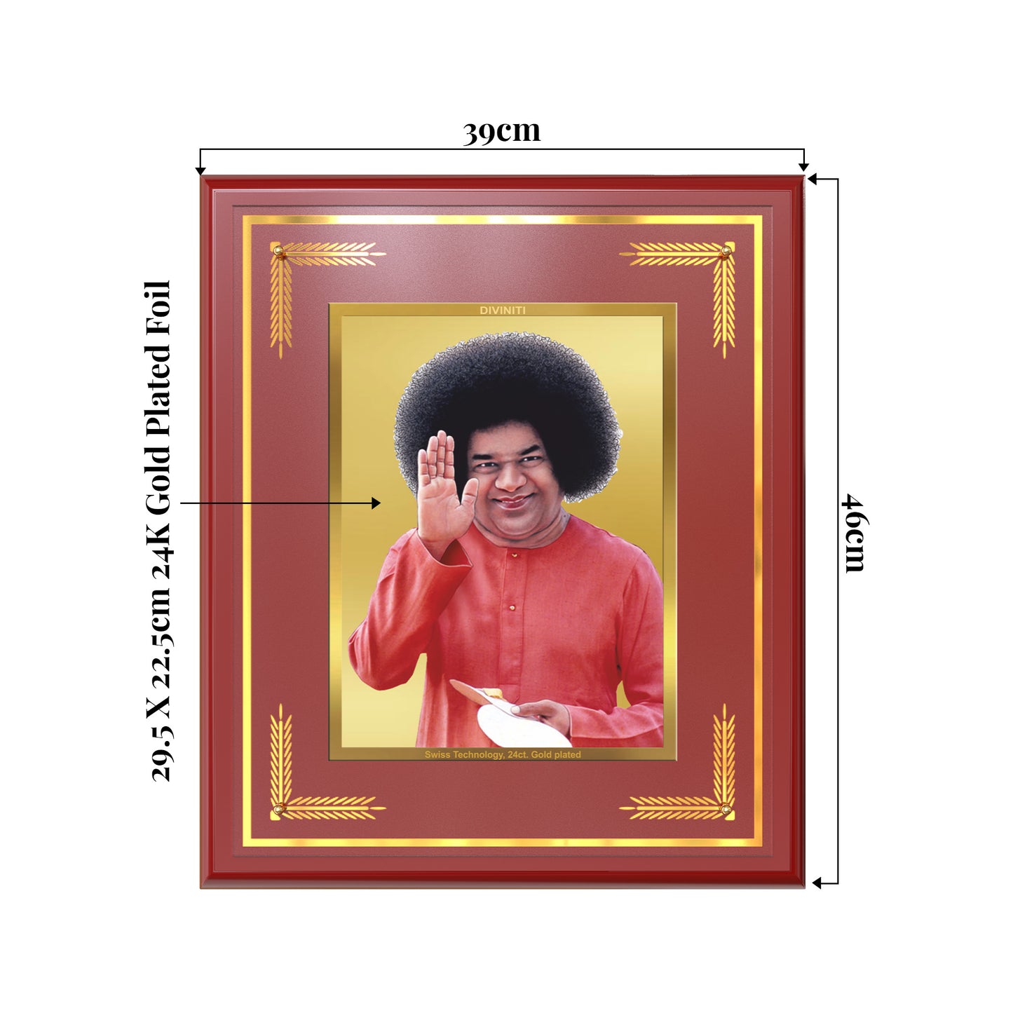 Sri Sathya Sai Baba | Avatar of Love and Universal Harmony Wall Mount Photo Frame in 24K Gold Plated Foil