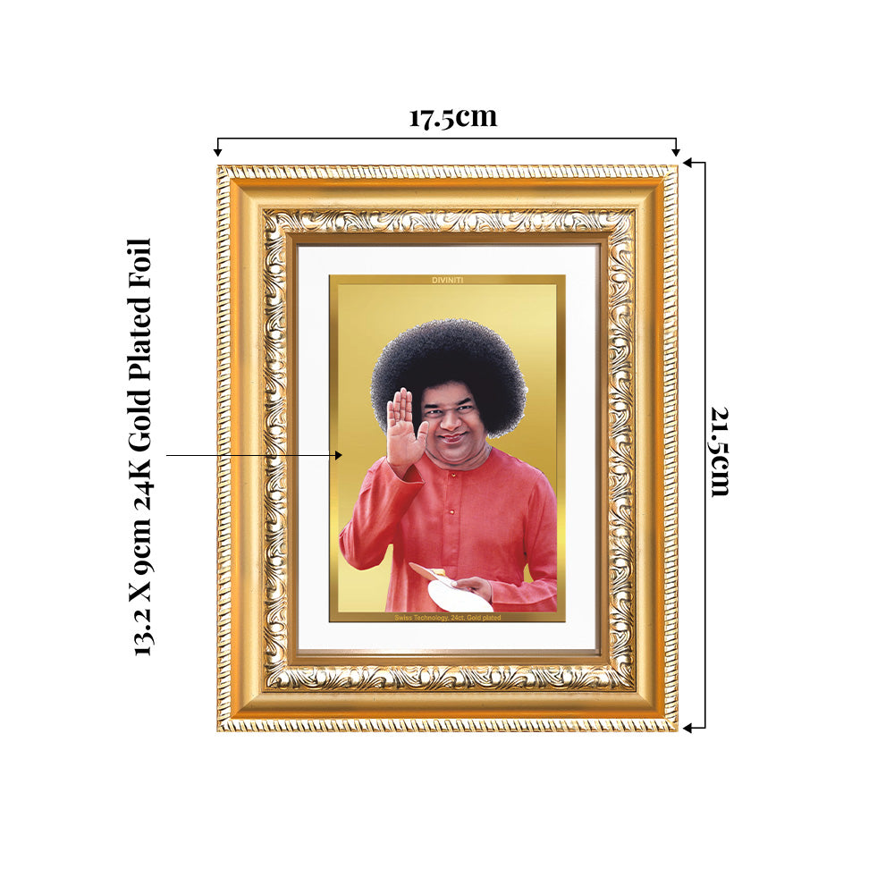 Sathya Sai Baba Tabletop Photo Frame in 24K Gold Plated Foil at diviniti