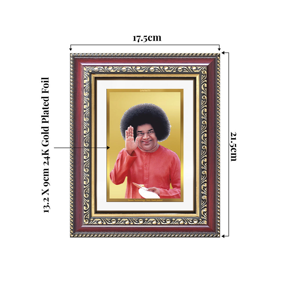 Sathya Sai Baba | Avatar of Love and Universal Harmony Wall and Tabletop Photo Frame in 24K Gold Plated Foil