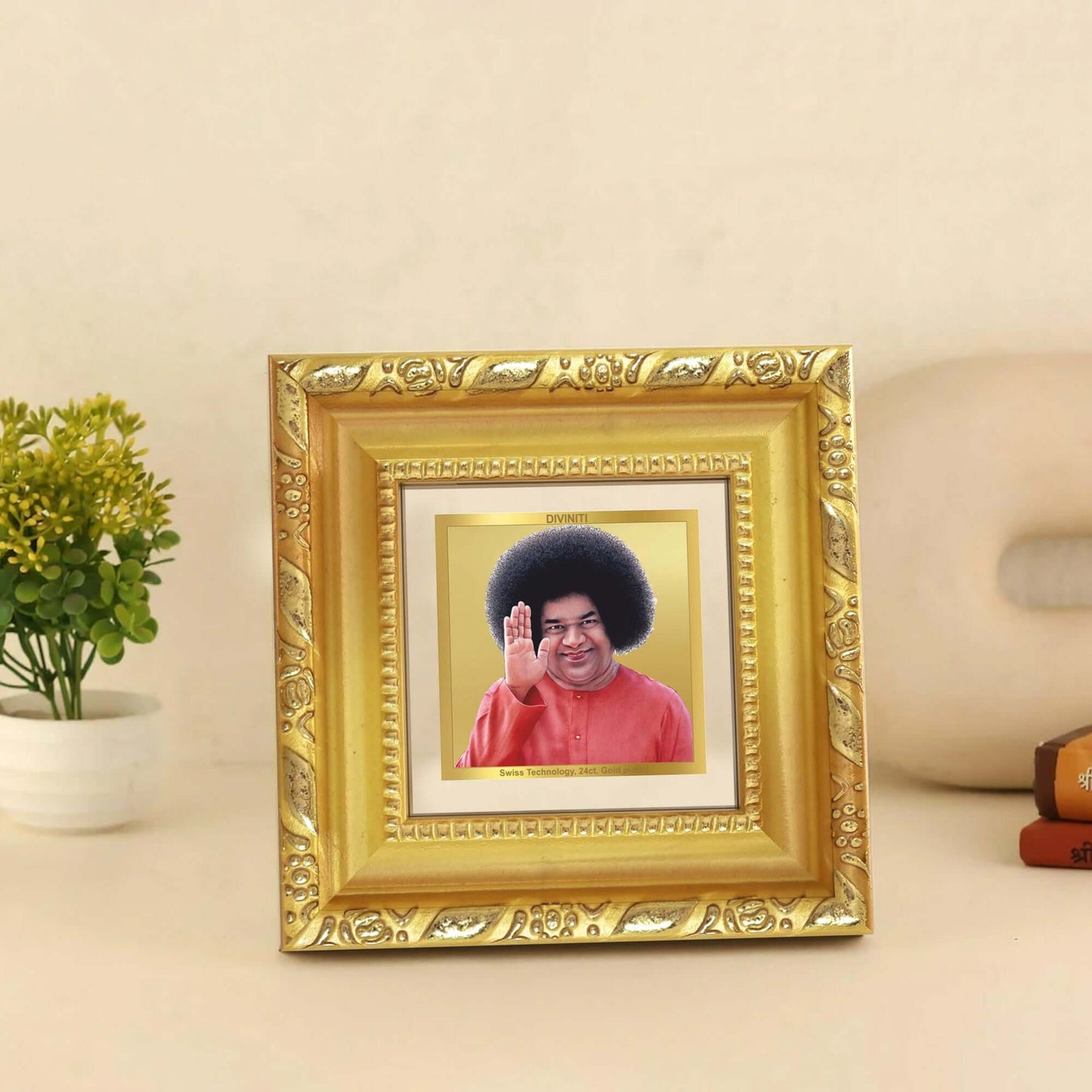 Sathya Sai Baba gold framed artwork | Tabletop Frame at Diviniti