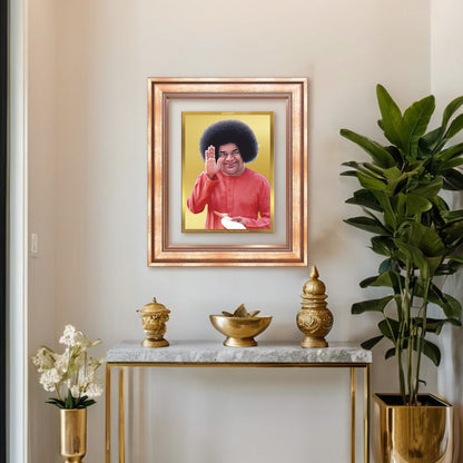 Sri Sathya Sai Baba | Avatar of Love and Universal Harmony Wall Mount Photo Frame in 24K Gold Plated Foil