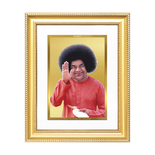 Sri Sathya Sai Baba | Avatar of Love and Universal Harmony Wall Mount Photo Frame in 24K Gold Plated Foil