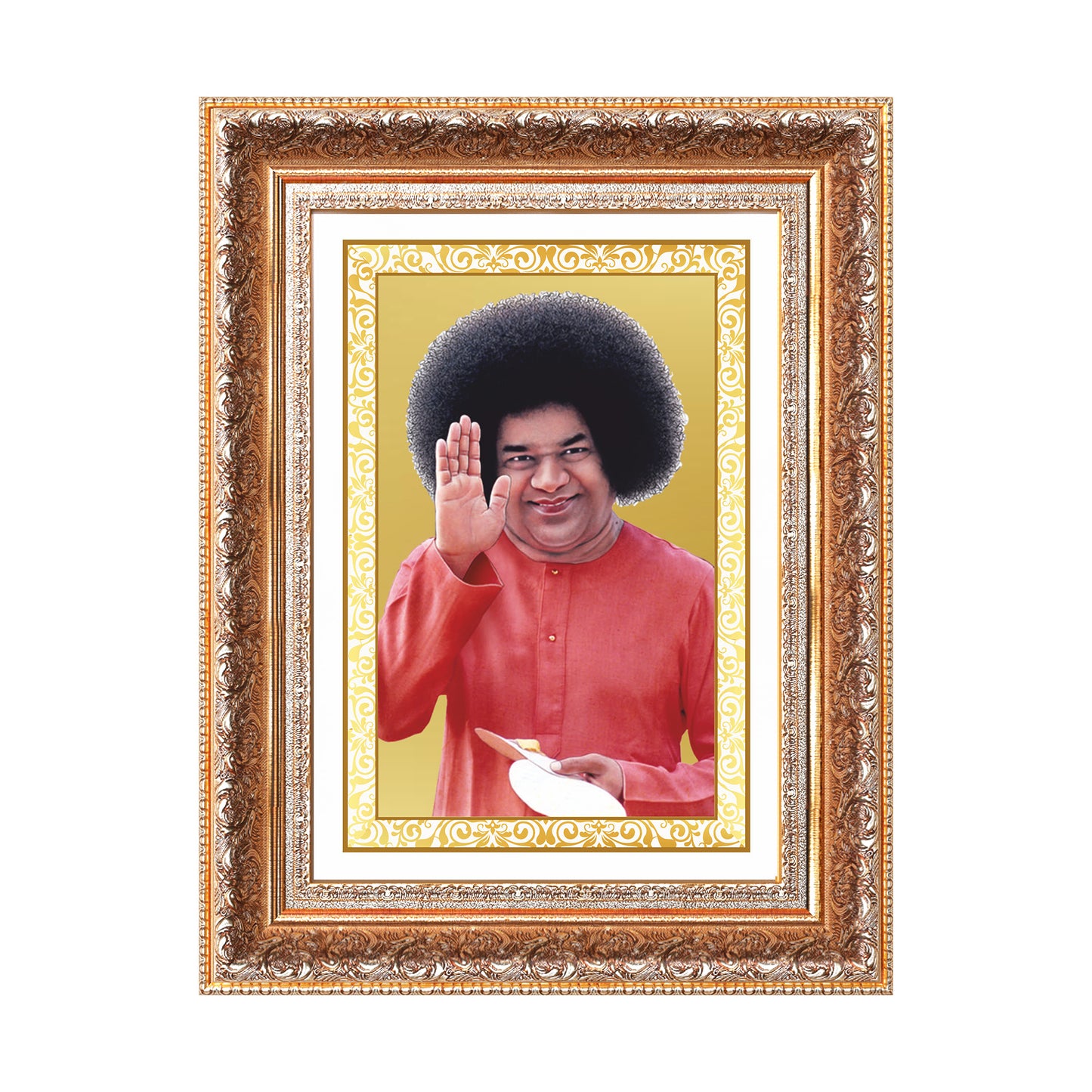 Sri Sathya Sai Baba | Avatar of Love and Universal Harmony Wall Mount Photo Frame in 24K Gold Plated Foil