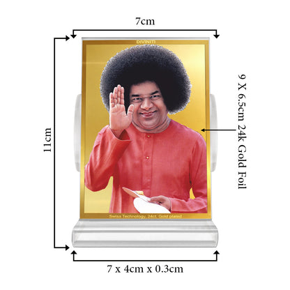 Sathya Sai Baba | Avatar of Love and Universal Harmony Car Dashboard Frame in 24K Gold Plated Foil