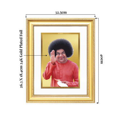 Sri Sathya Sai Baba | Avatar of Love and Universal Harmony Wall Mount Photo Frame in 24K Gold Plated Foil