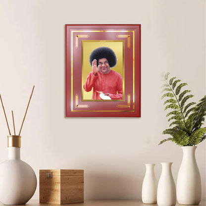 Sri Sathya Sai Baba | Avatar of Love and Universal Harmony Wall Mount Photo Frame in 24K Gold Plated Foil