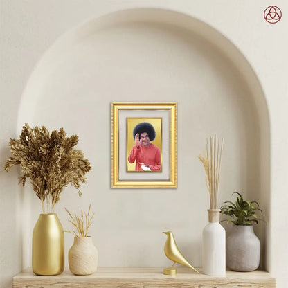 Sri Sathya Sai Baba | Avatar of Love and Universal Harmony Wall Photo Frame in 24K Gold Plated Foil