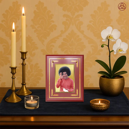 Sathya Sai Baba | Avatar of Love and Universal Harmony Wall & Tabletop Photo Frame in 24K Gold Plated Foil