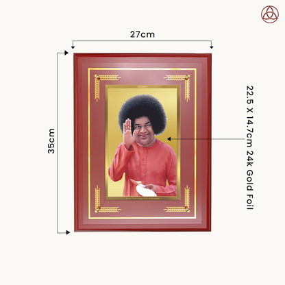 Sathya Sai Baba | Avatar of Love and Universal Harmony Wall Photo Frame in 24K Gold Plated Foil